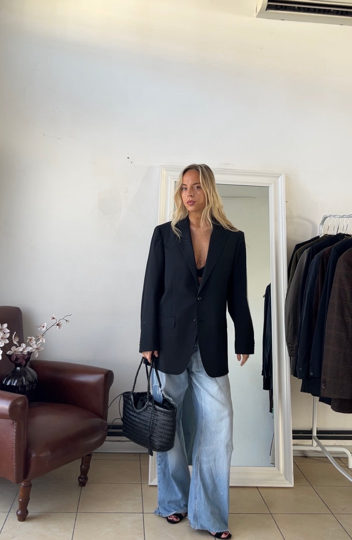 Blazer 100% lana nero slim