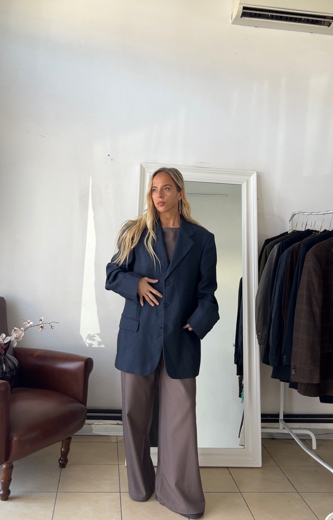 Blazer 100% lana blu oversize