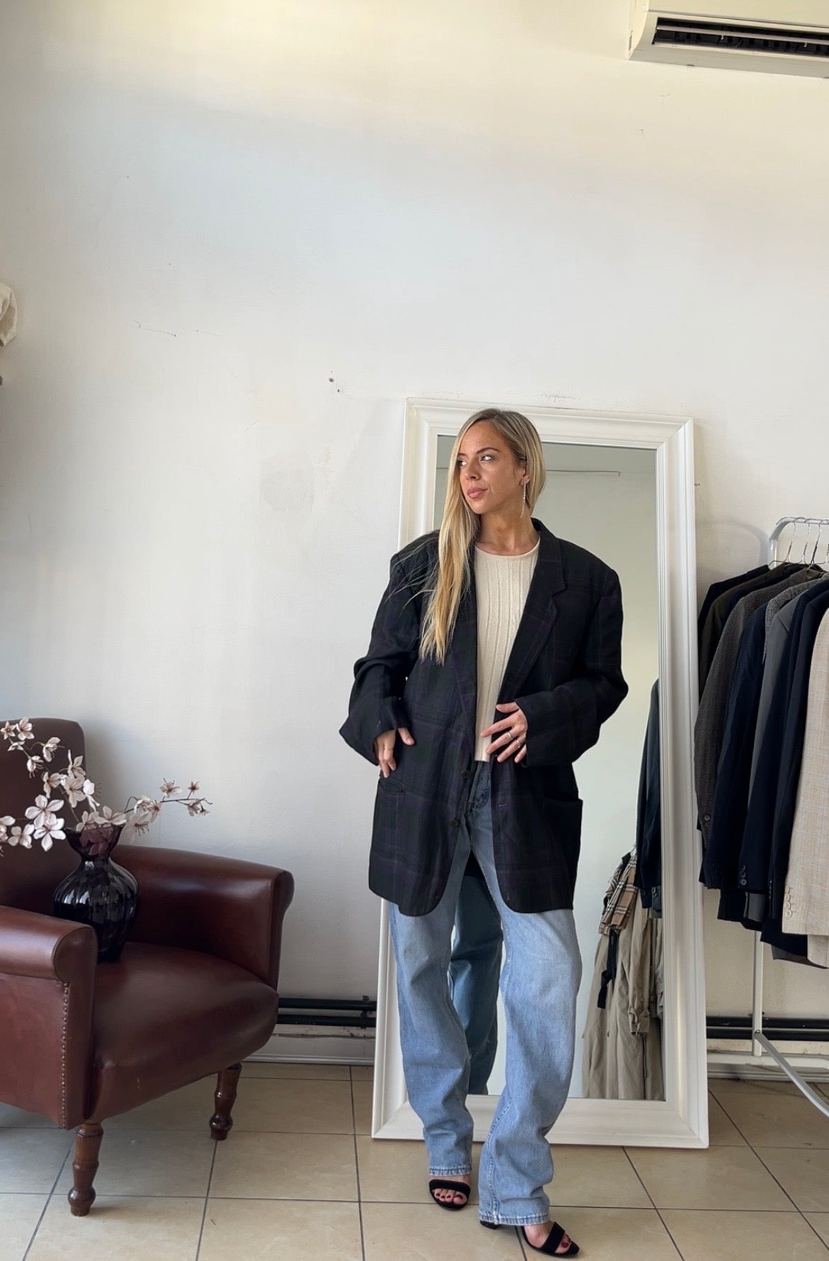 Blazer lino e seta oversize
