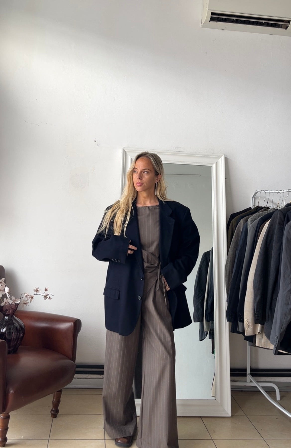 Blazer Lana e cashmere oversize blu scuro