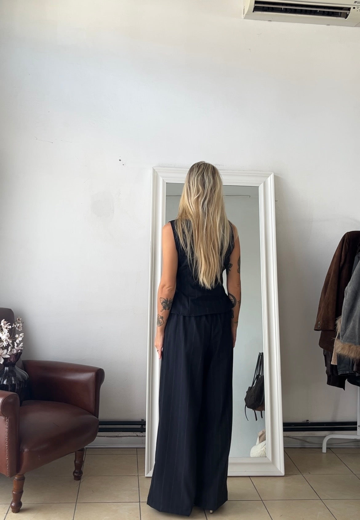 Gilet Gabry 80% lana made in Italy gessato