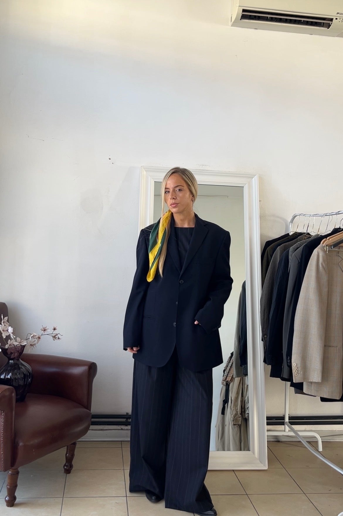 Blazer 100% lana blu scuro oversize
