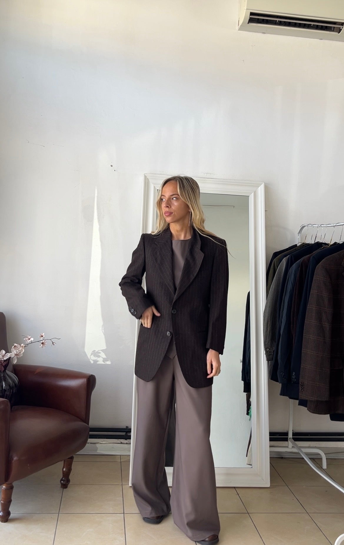 Blazer 100% lana cioccolato slim fit