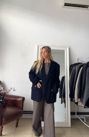 Blazer Lana e cashmere oversize blu scuro