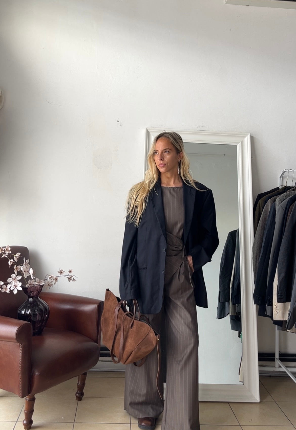 Blazer 92% lana blu scuro