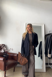Blazer 92% lana blu scuro