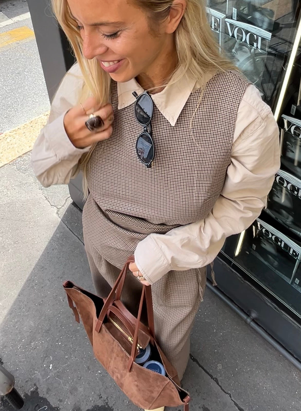 Gilet Gabry 100% lana made in Italy quadretti