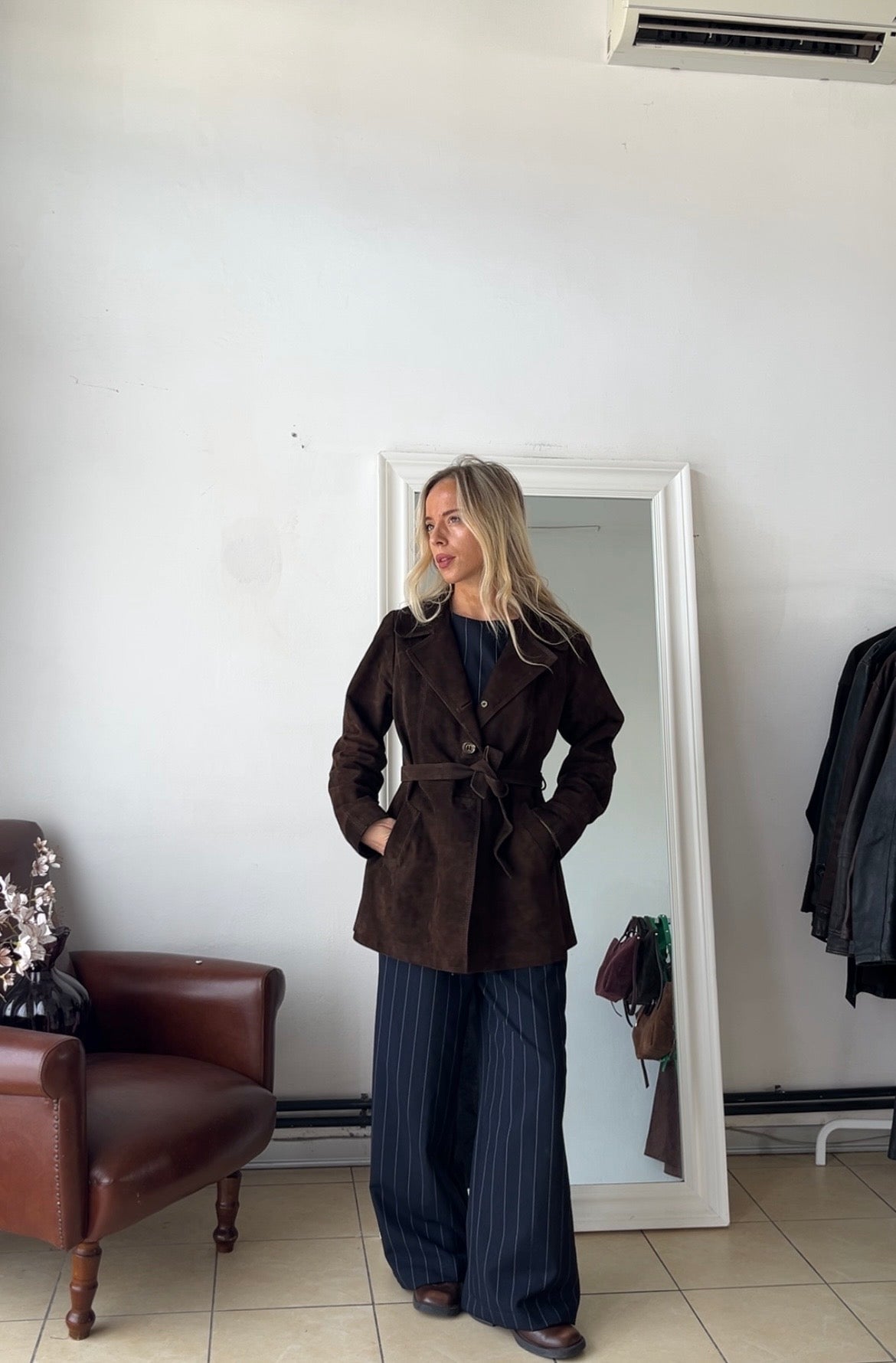 Trench cioccolato 100% vera pelle made in italy