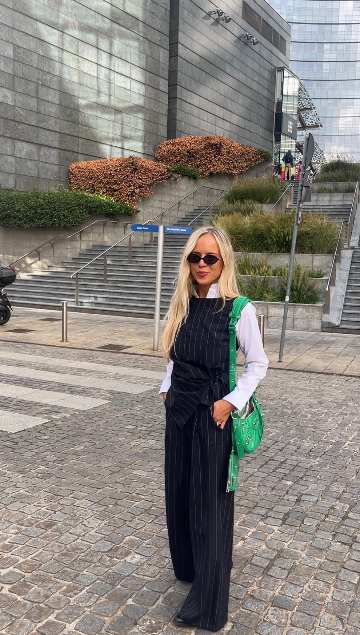 Pantalone Gabry 100% lana vergine Made in Italy gessato