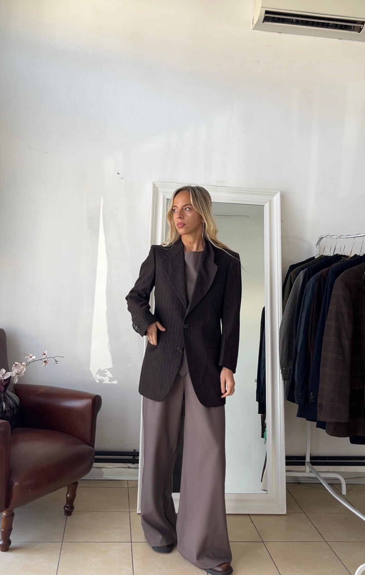 Blazer 100% lana cioccolato slim fit