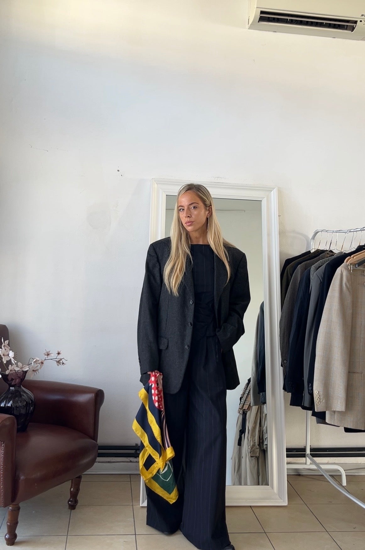Blazer 100% lana oversize grigio