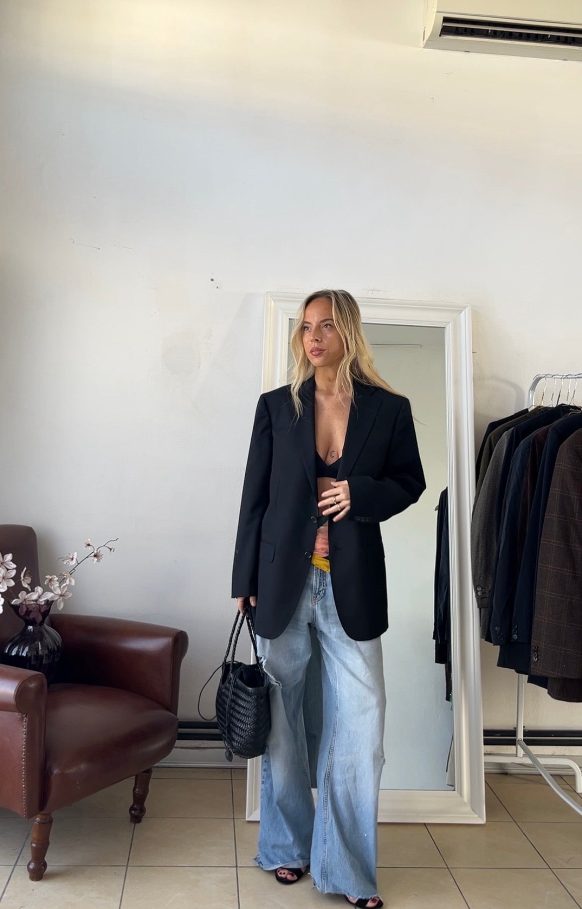 Blazer 100% lana nero slim