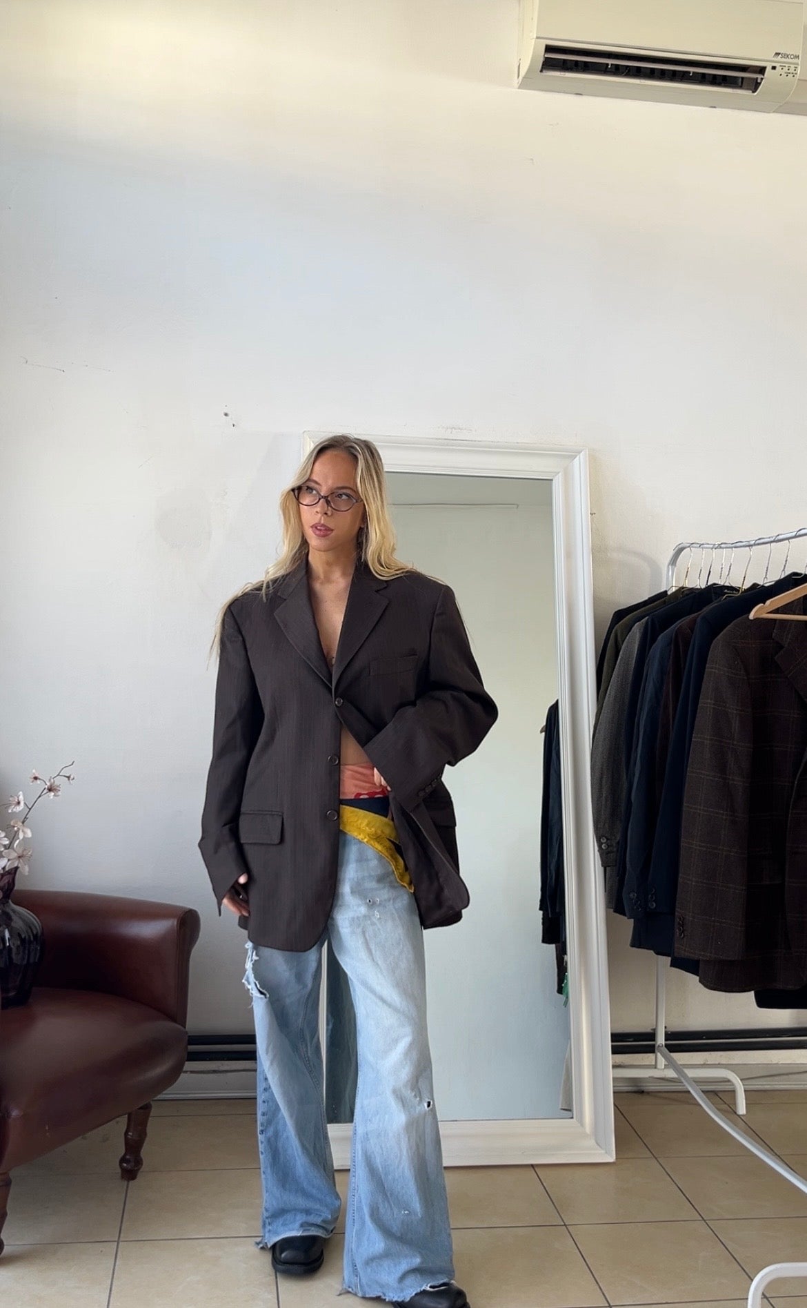 Blazer 100% lana cioccolato oversize