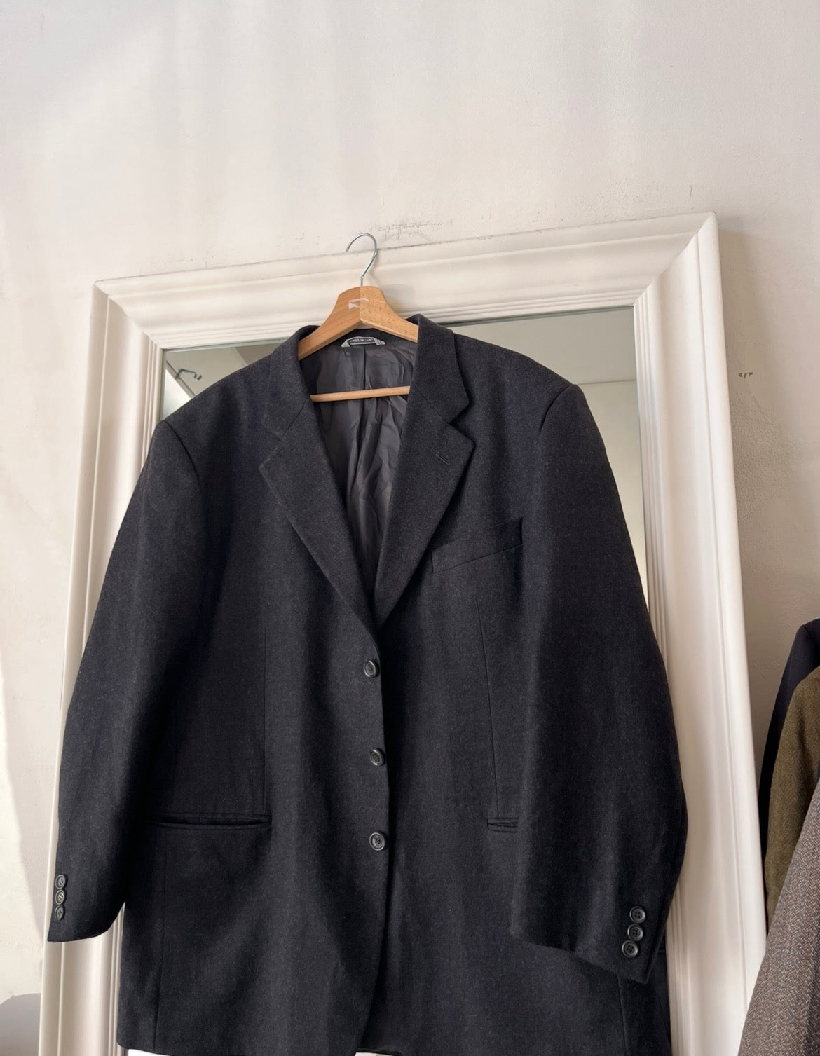 Blazer 100% lana grigio scuro oversize