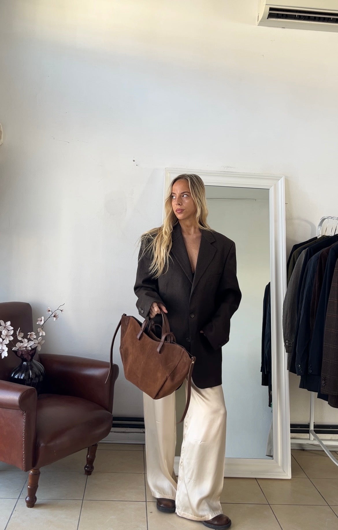 Blazer 100% lana oversize cioccolato