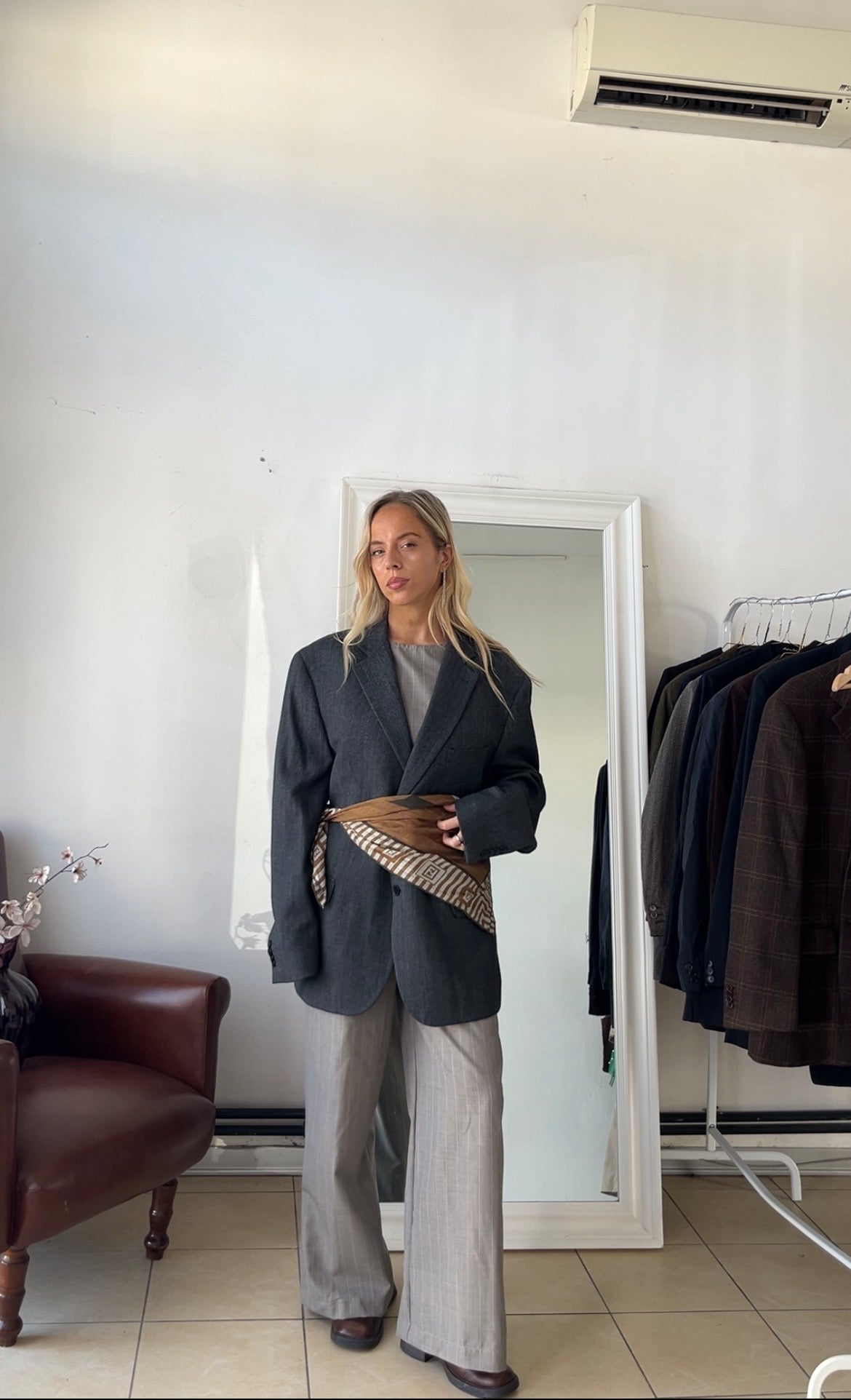 Blazer 100% lana oversize grigio