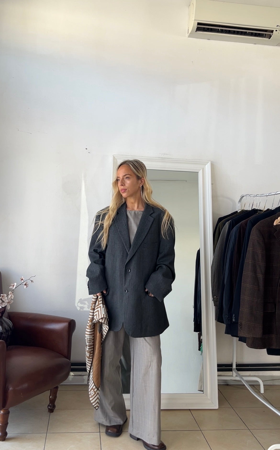 Blazer 100% lana oversize grigio