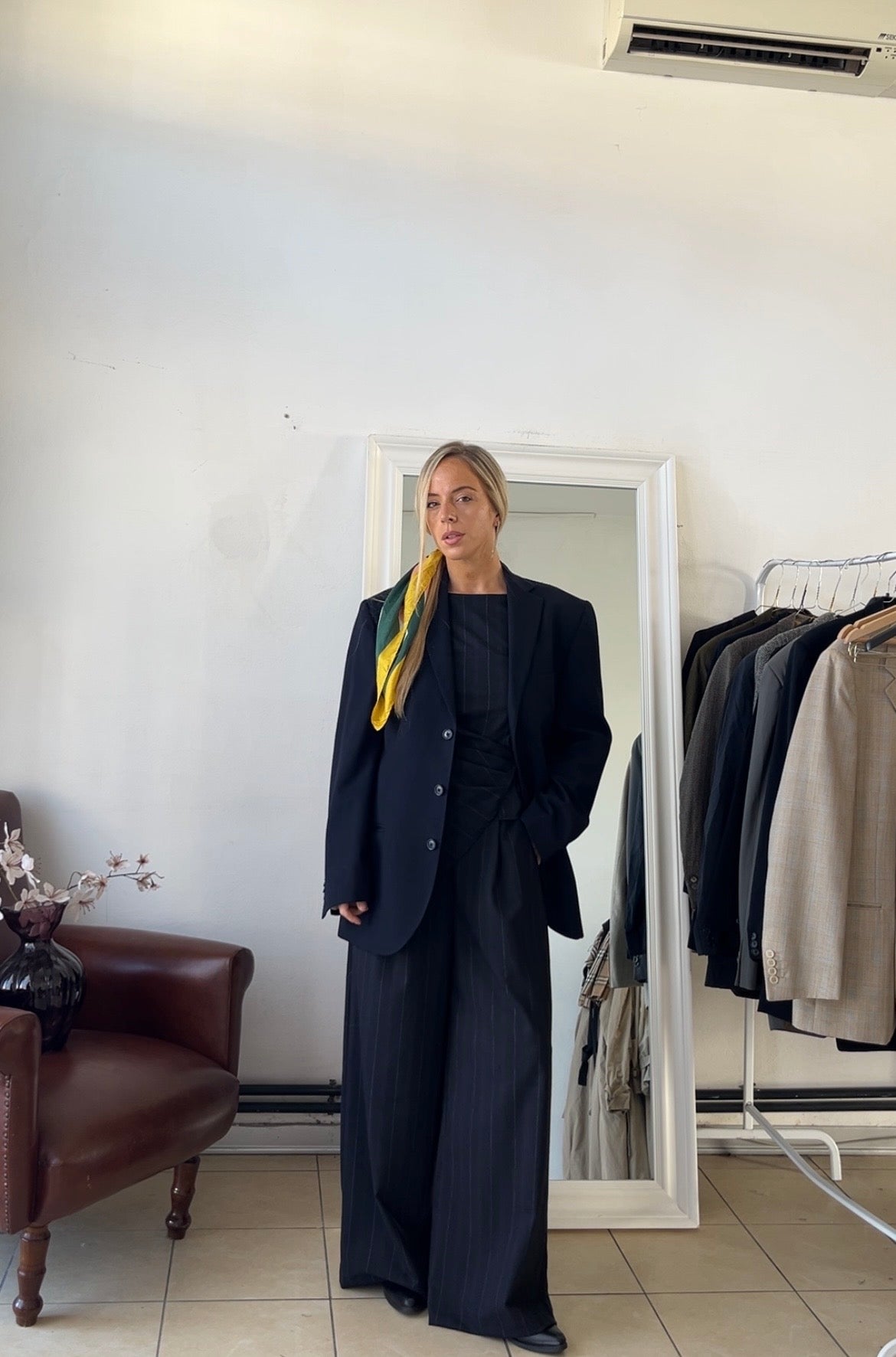 Blazer 100% lana blu scuro oversize