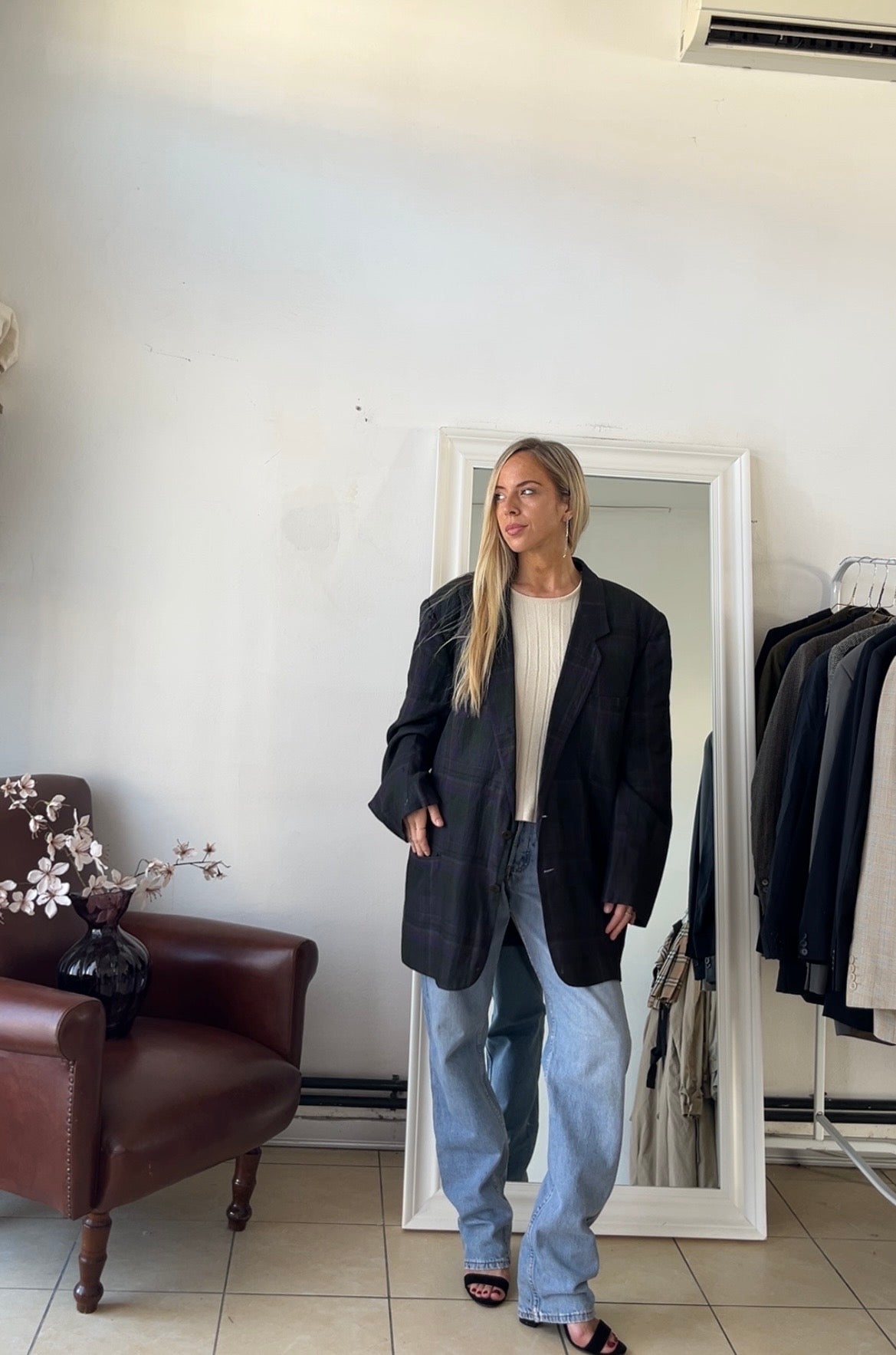Blazer lino e seta oversize