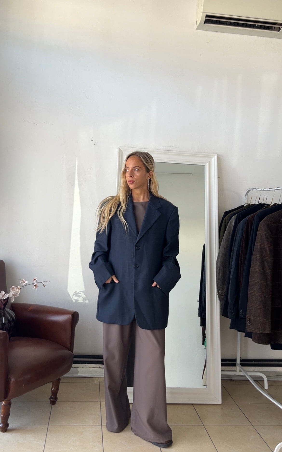 Blazer 100% lana blu oversize