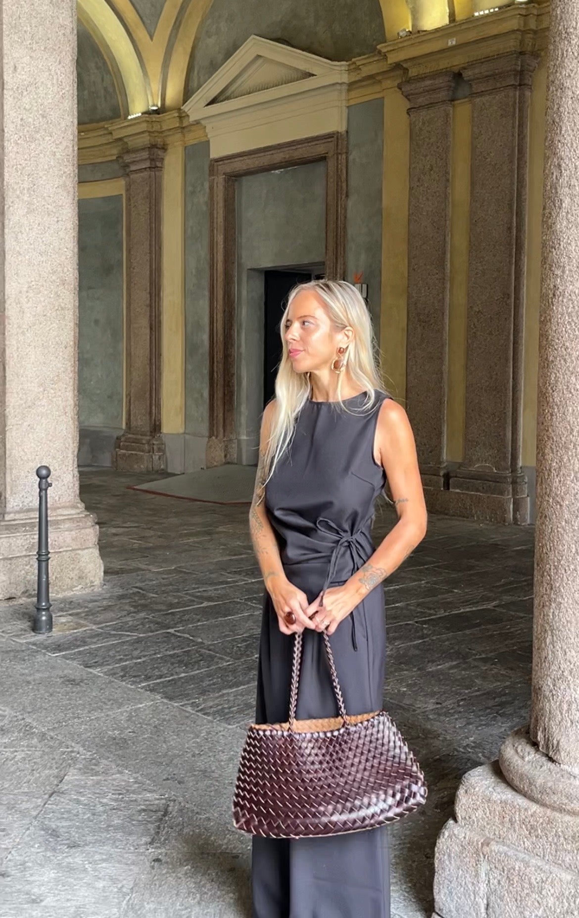 Borsa simil bottega veneta 100% vera pelle cioccolato
