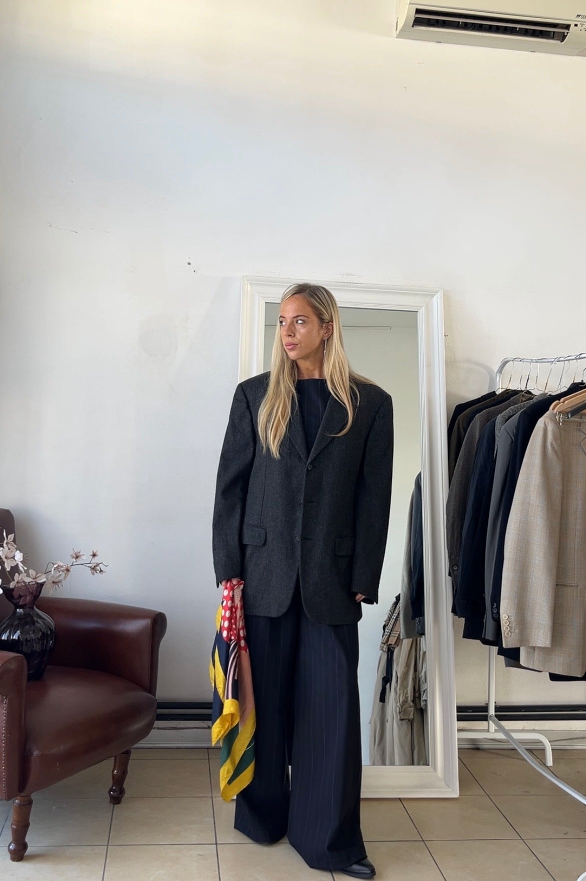Blazer 100% lana oversize grigio