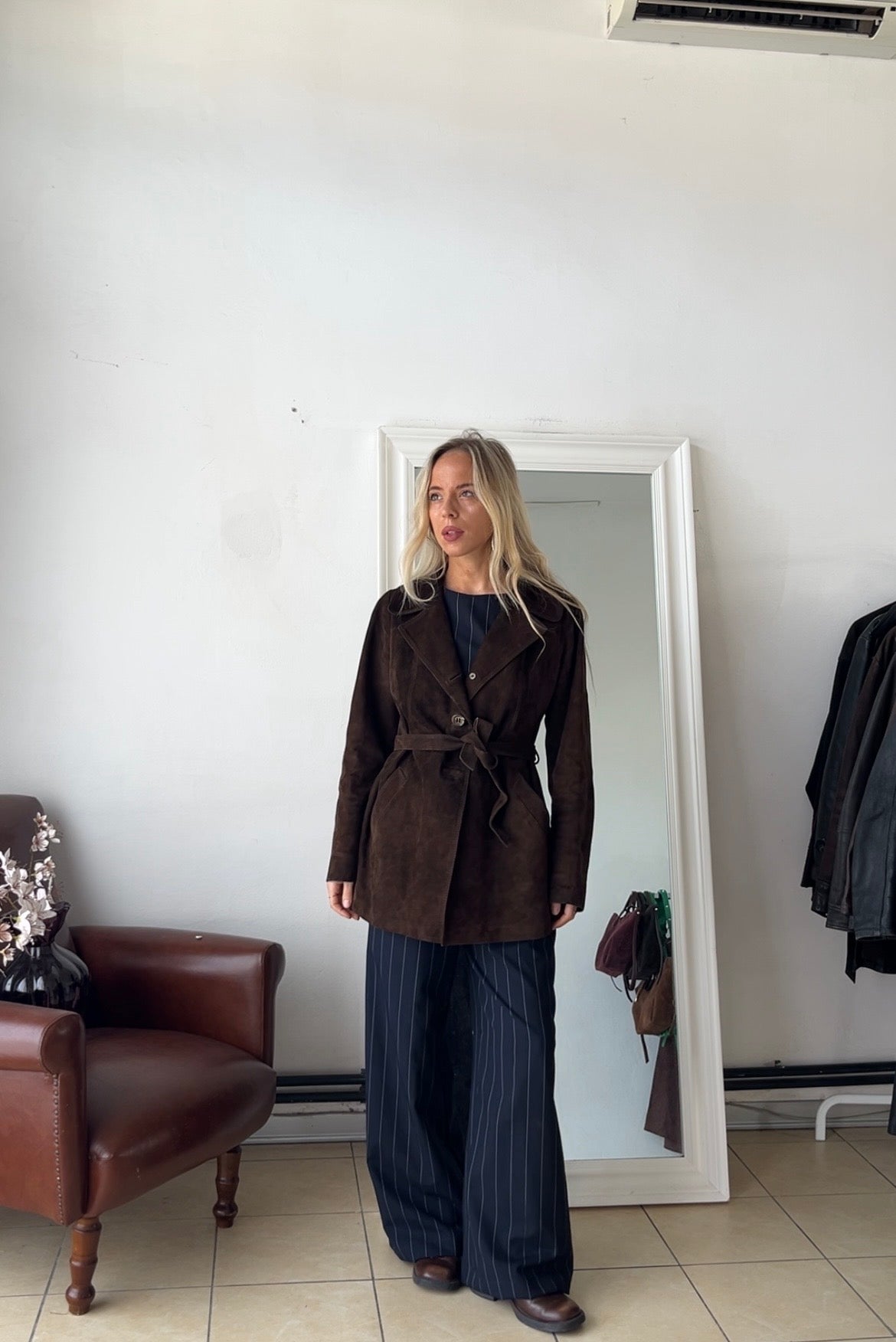 Trench cioccolato 100% vera pelle made in italy