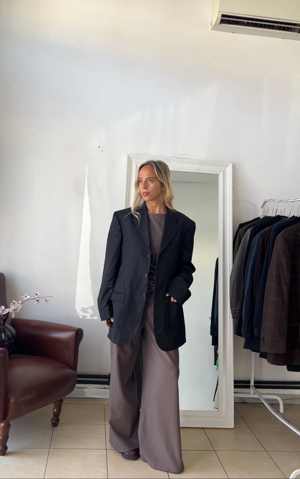 Blazer Loro piana 100% lana grigio scuro oversize