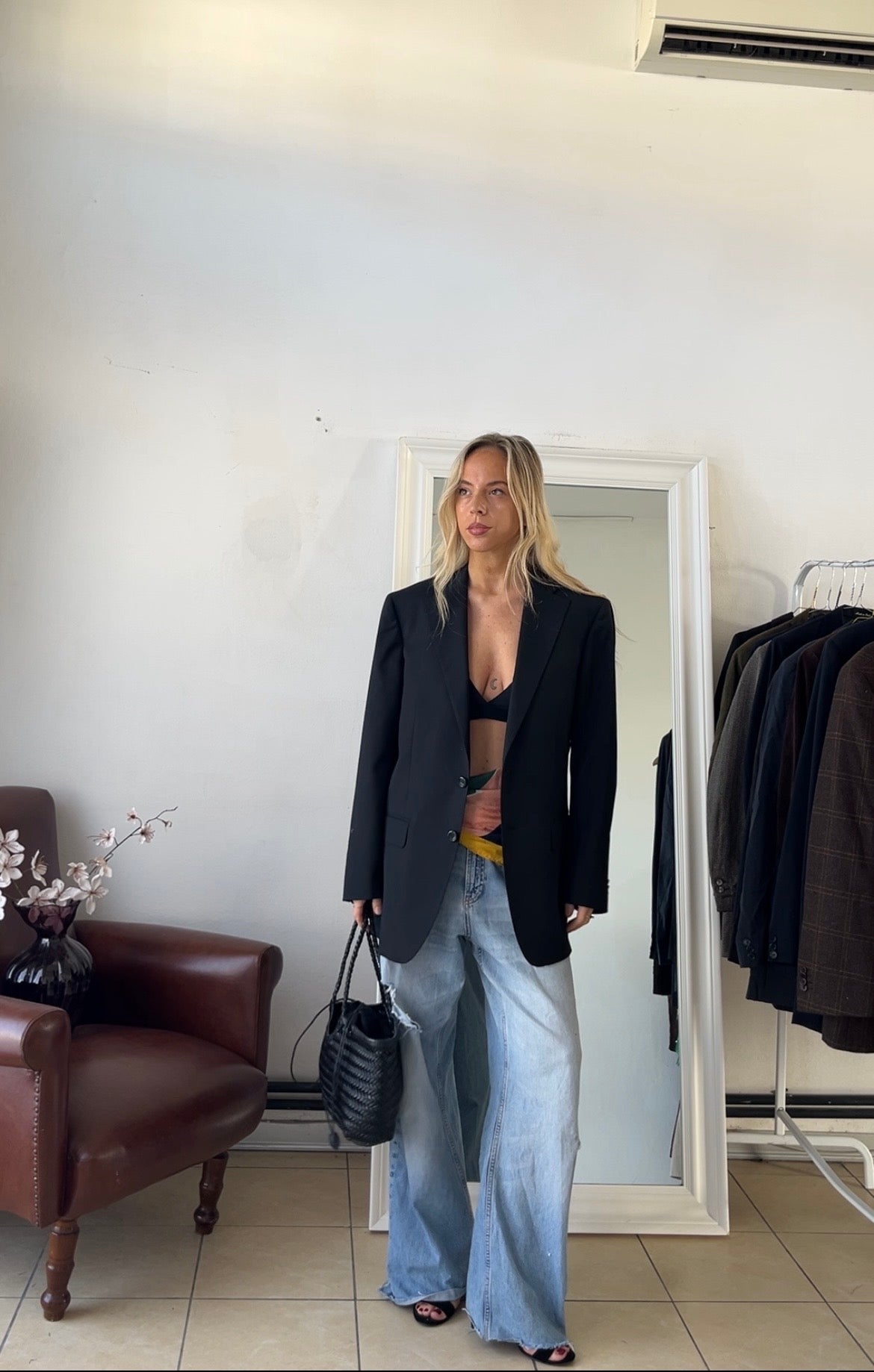 Blazer 100% lana nero slim
