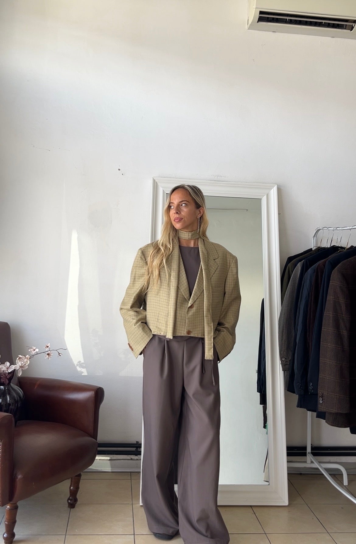 Blazer Lana e cashmere quadretti oversize