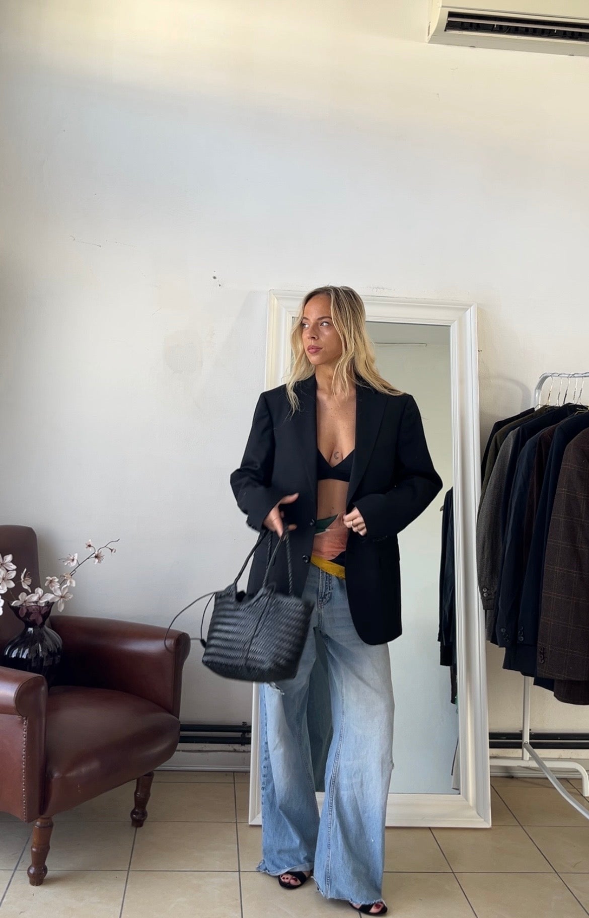 Blazer 100% lana nero slim