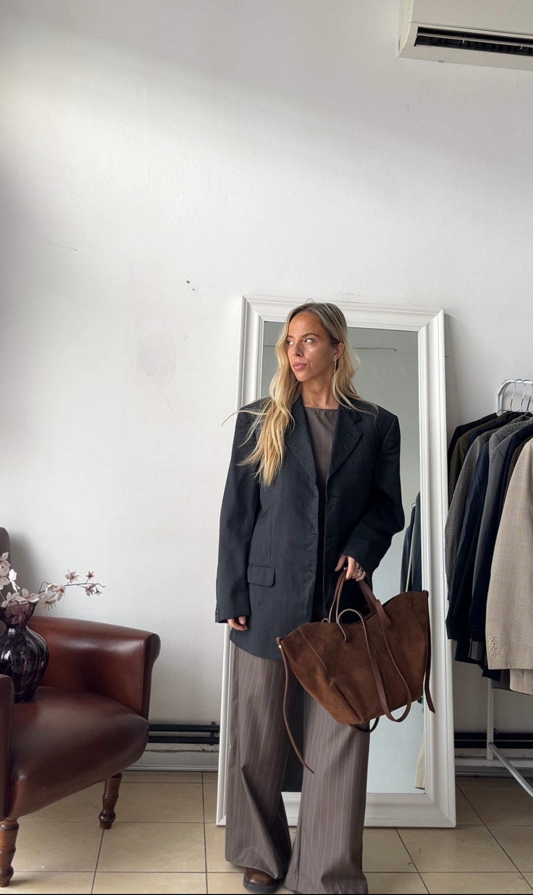 Blazer 100% lana oversize grigio