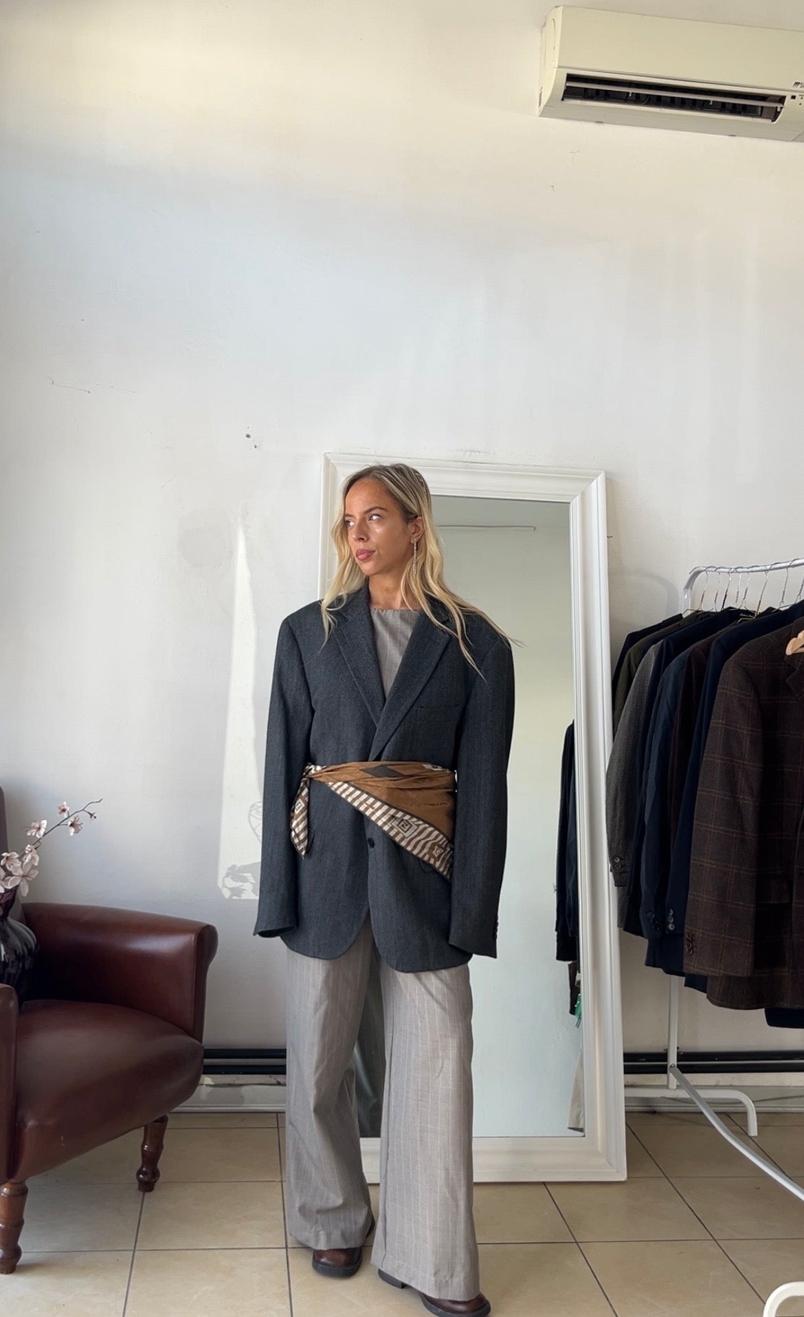 Blazer 100% lana oversize grigio