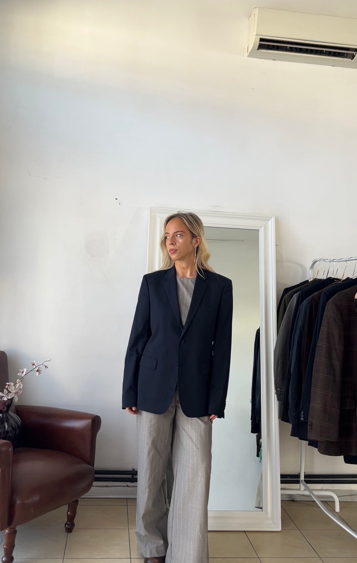 Blazer 44% lana blu scuro slim