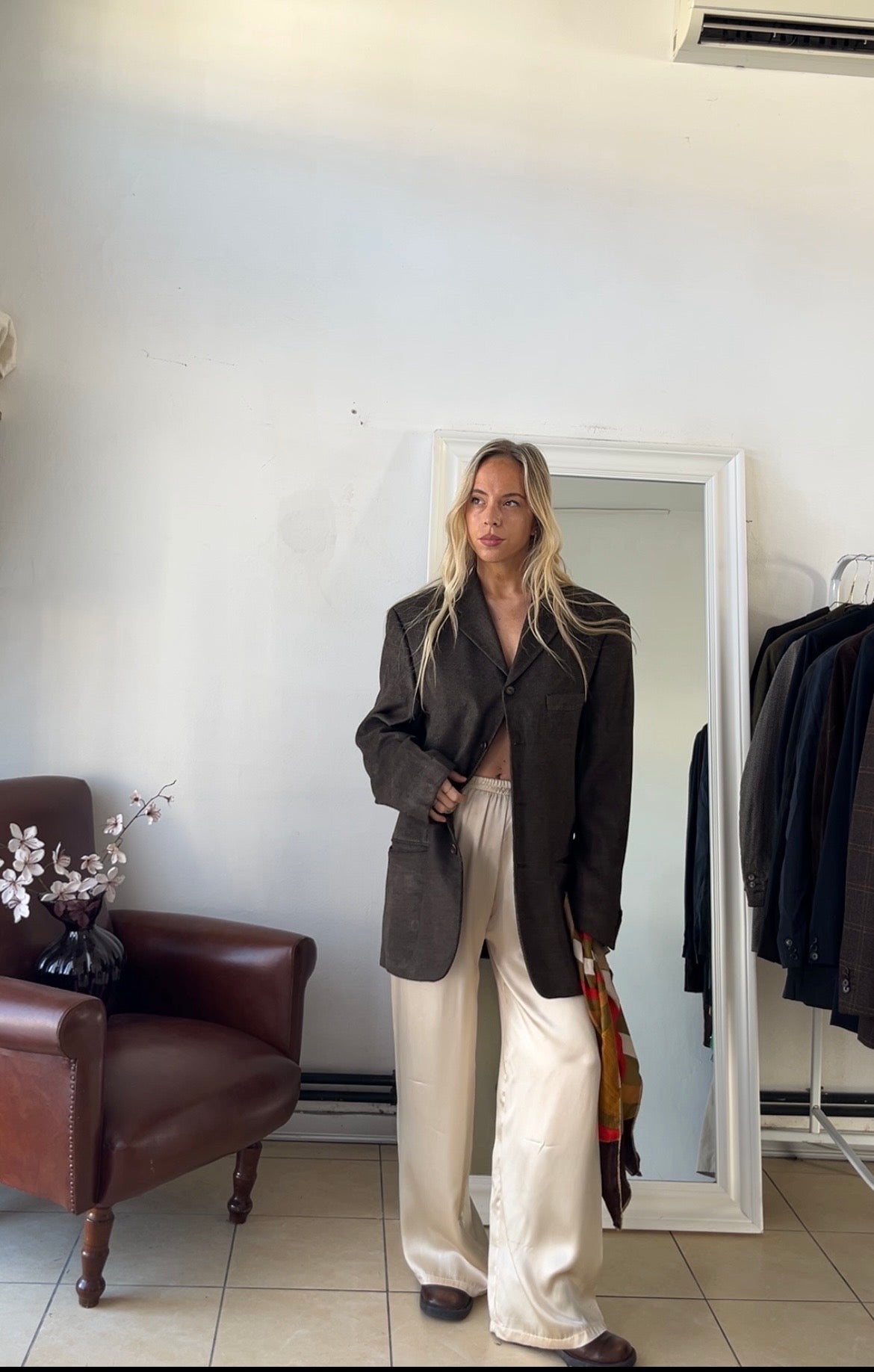 Blazer 100% lana oversize cioccolato