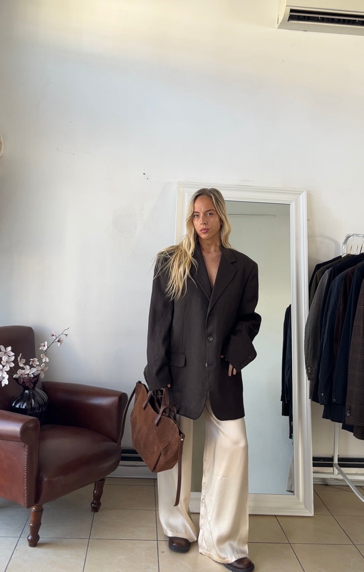Blazer 100% lana oversize cioccolato