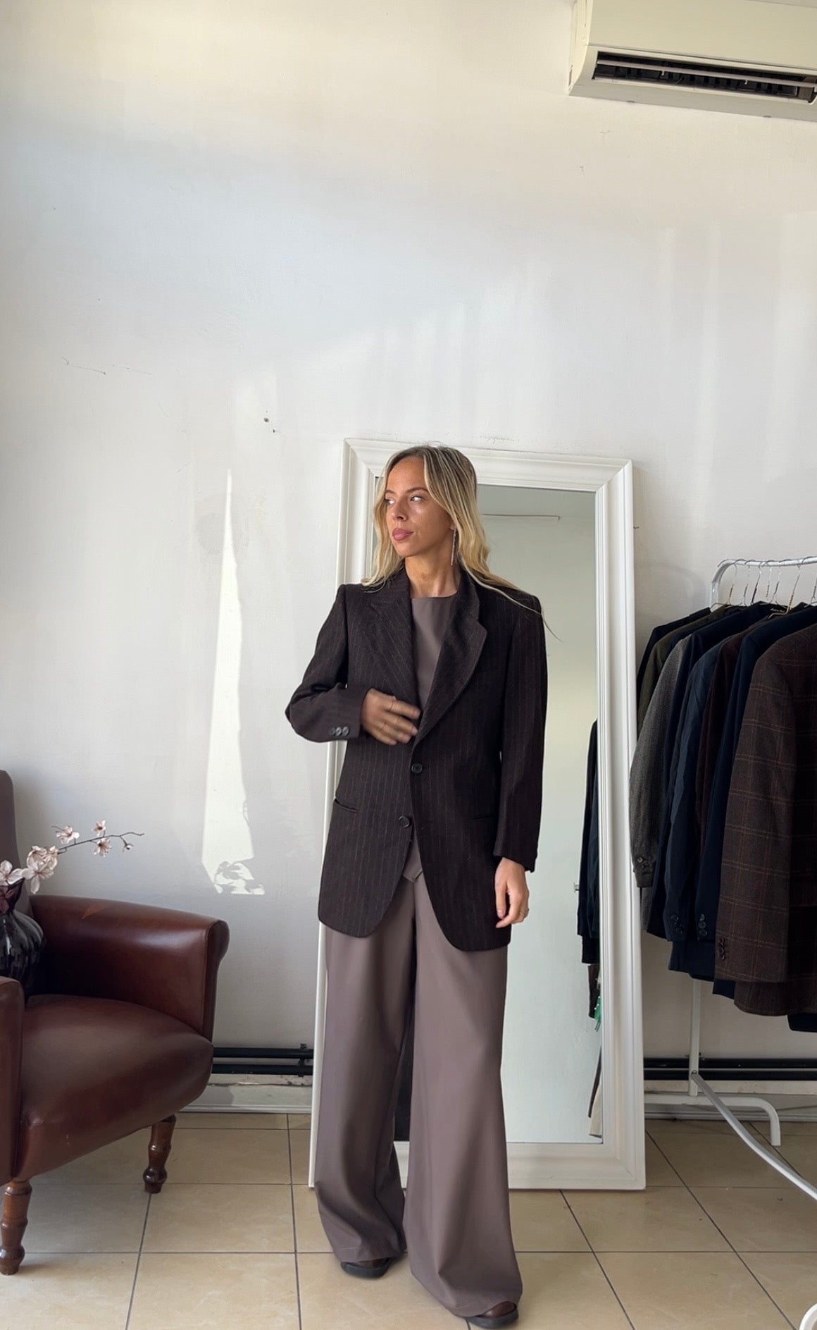 Blazer 100% lana cioccolato slim fit