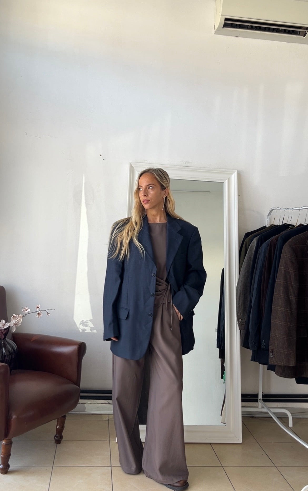 Blazer 100% lana blu oversize