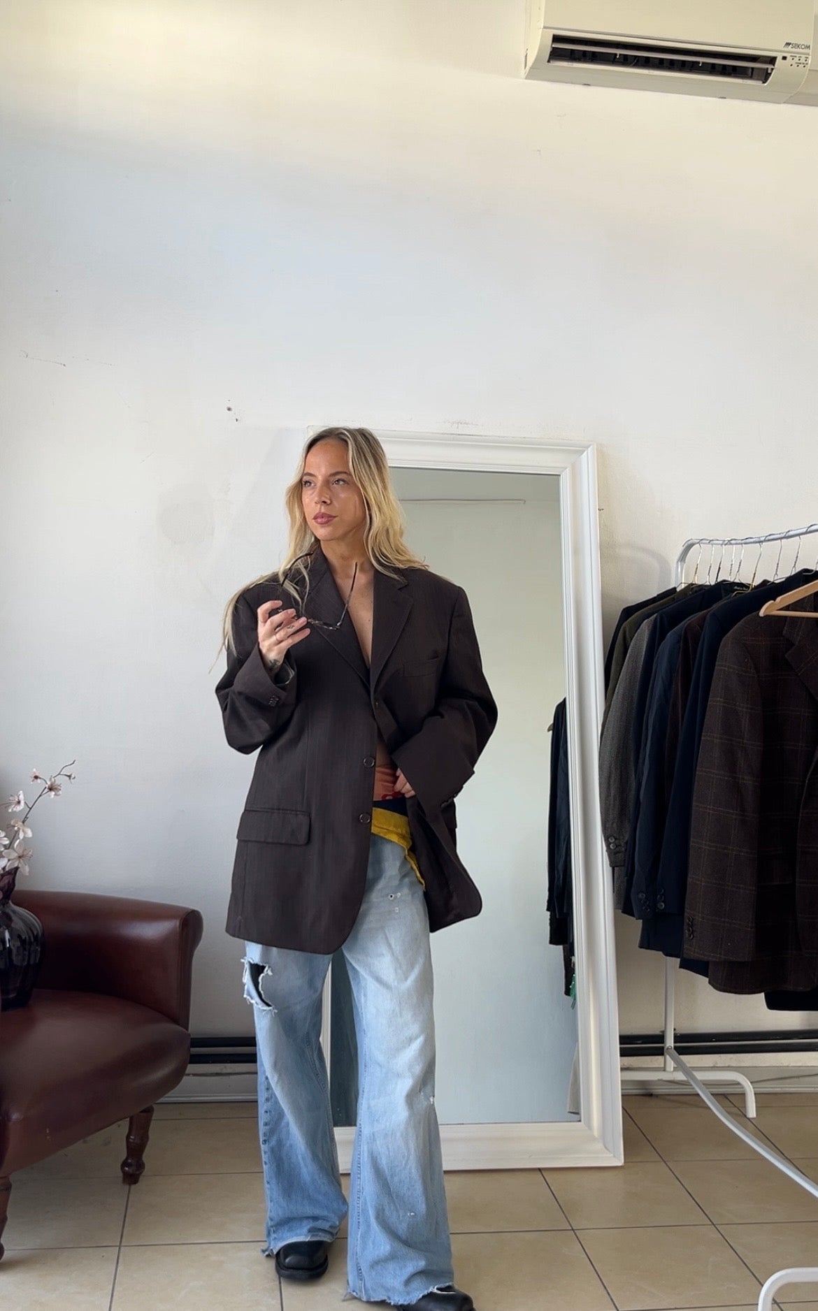 Blazer 100% lana cioccolato oversize