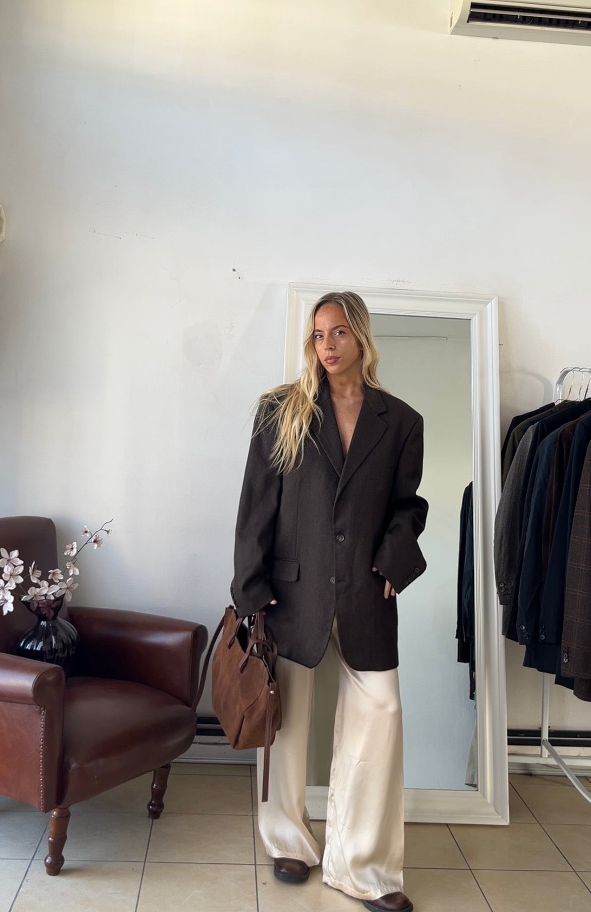 Blazer 100% lana oversize cioccolato