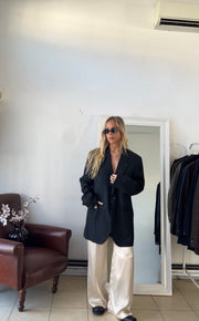 Blazer 100% lana grigio scuro oversize