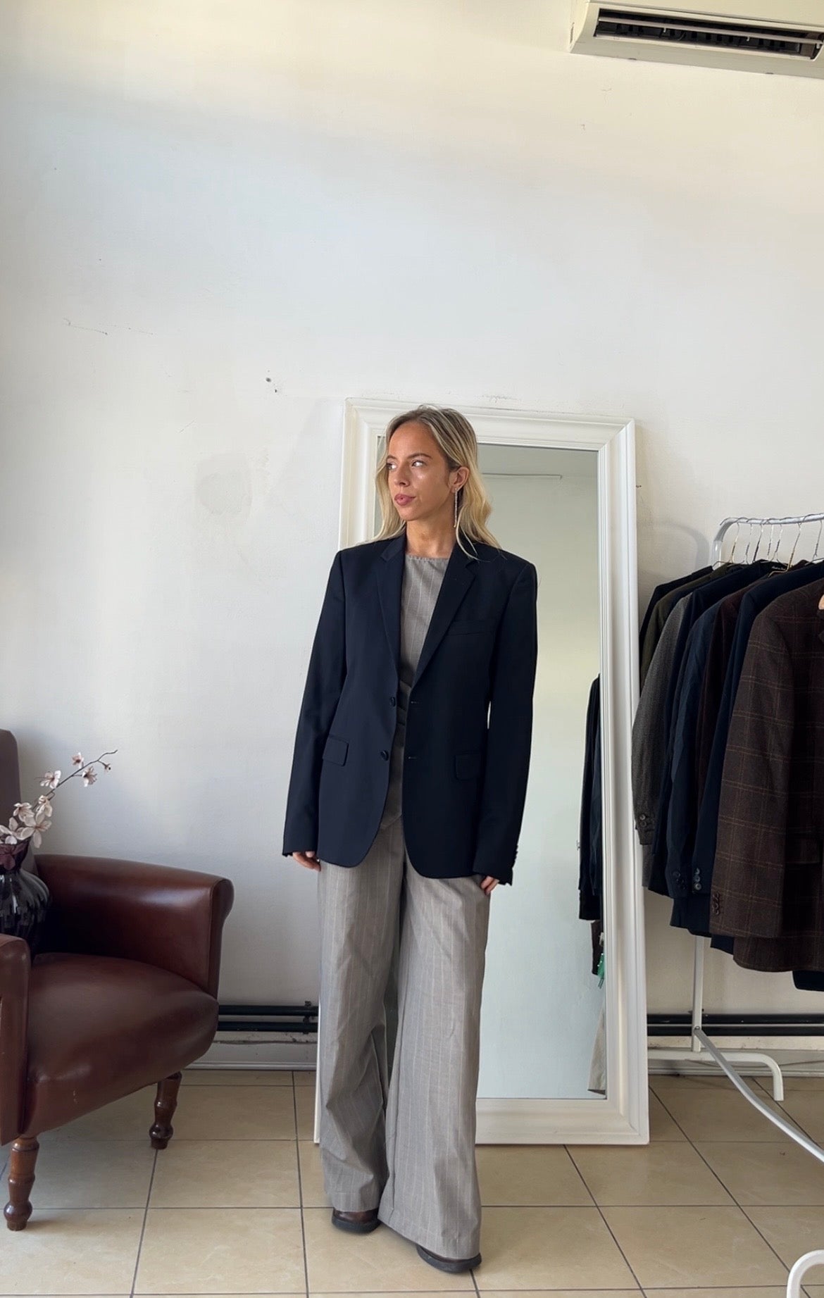 Blazer 44% lana blu scuro slim