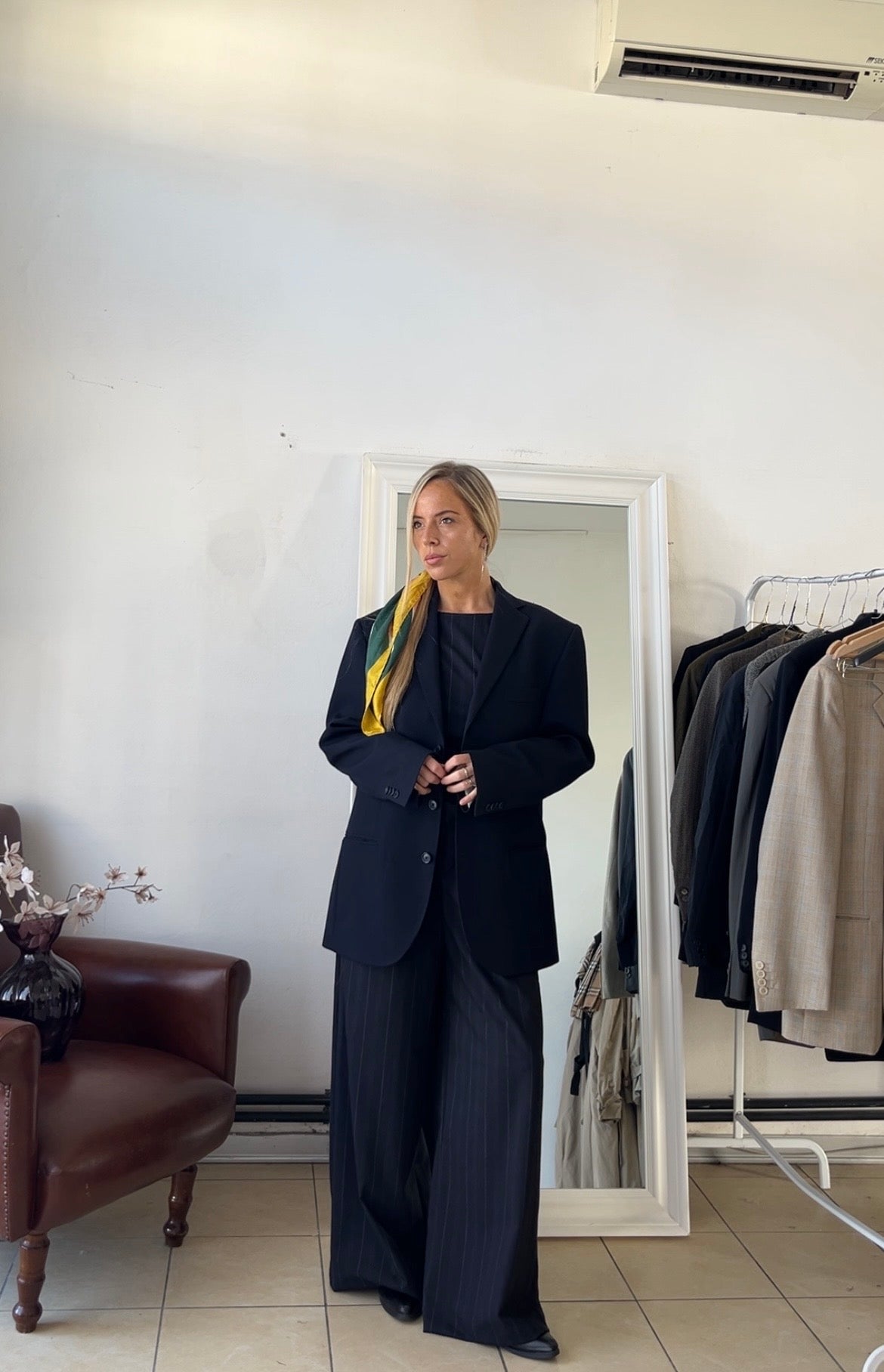 Blazer 100% lana blu scuro oversize