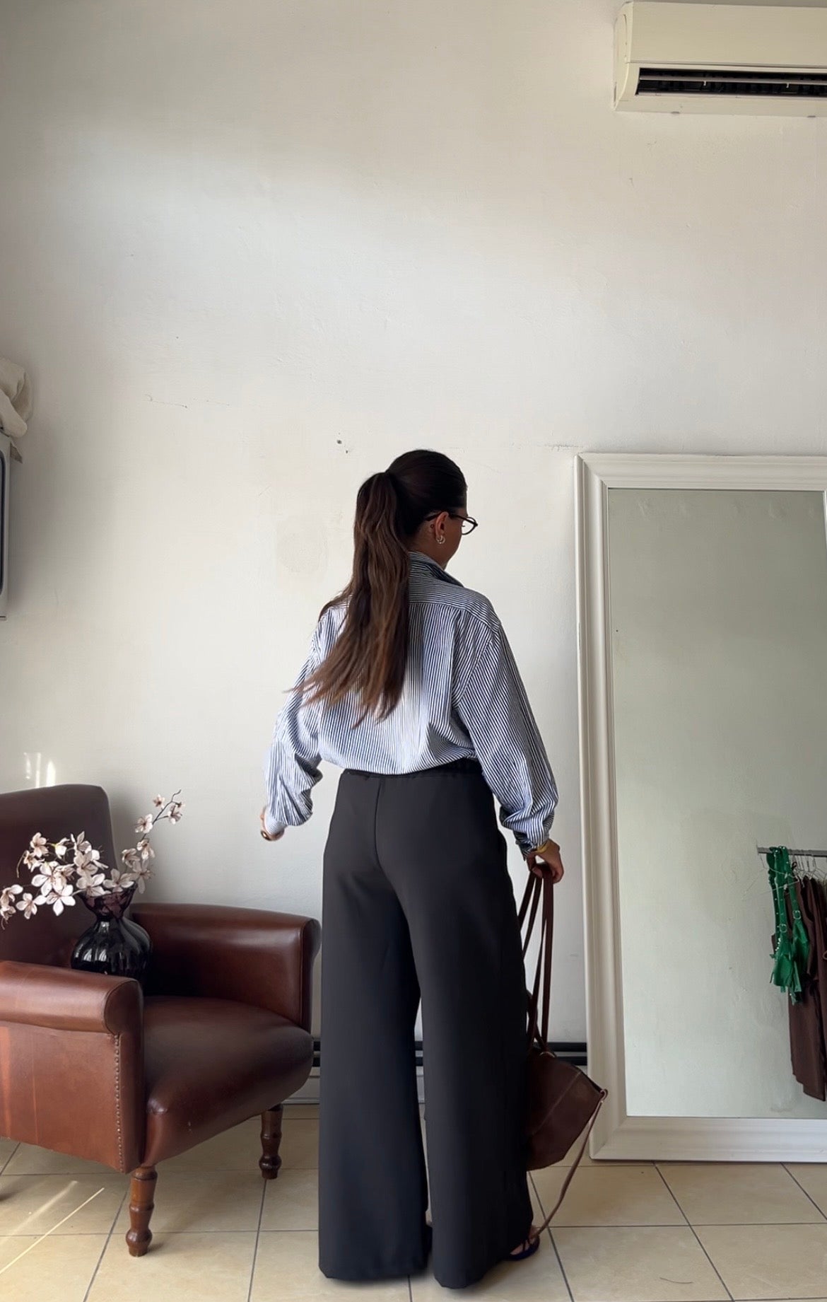 Pantalone Gabry 100% lana vergine Made in Italy cioccolato