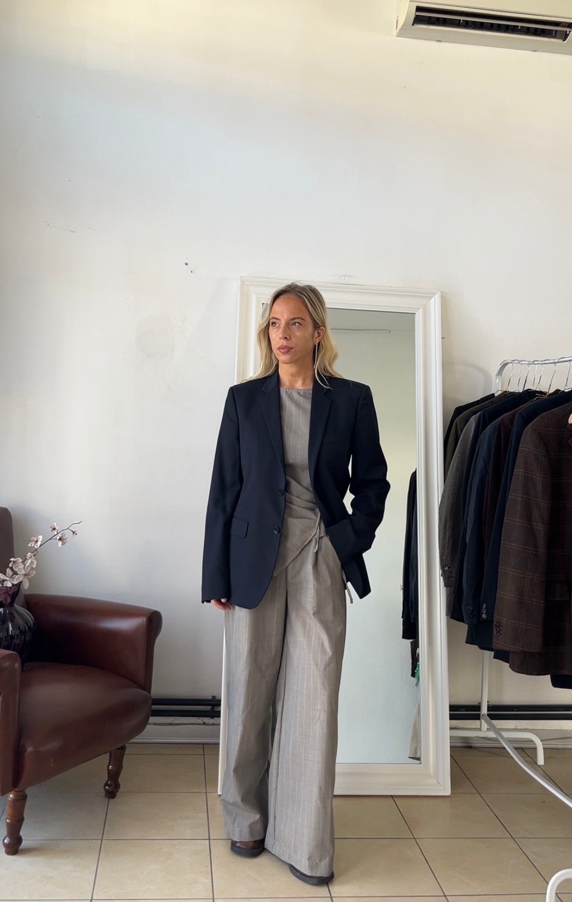 Blazer 44% lana blu scuro slim
