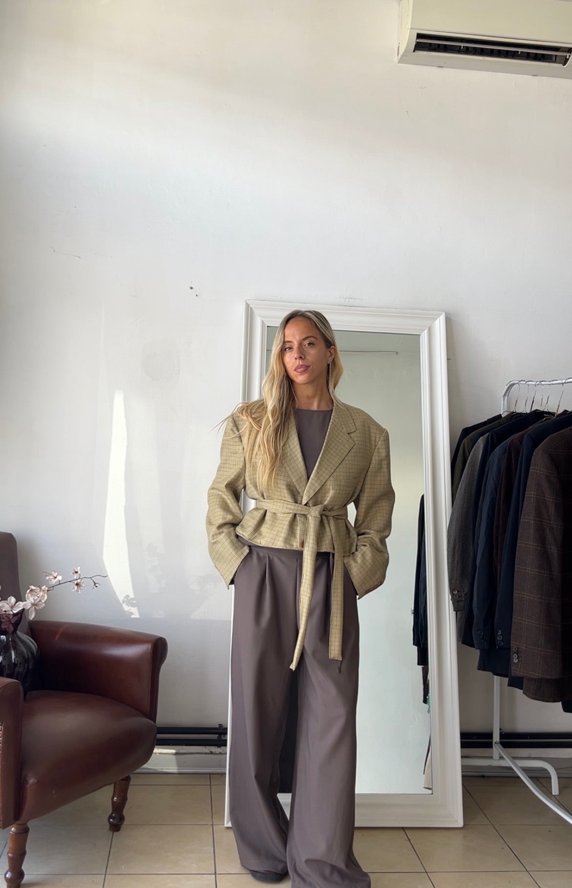 Blazer Lana e cashmere quadretti oversize