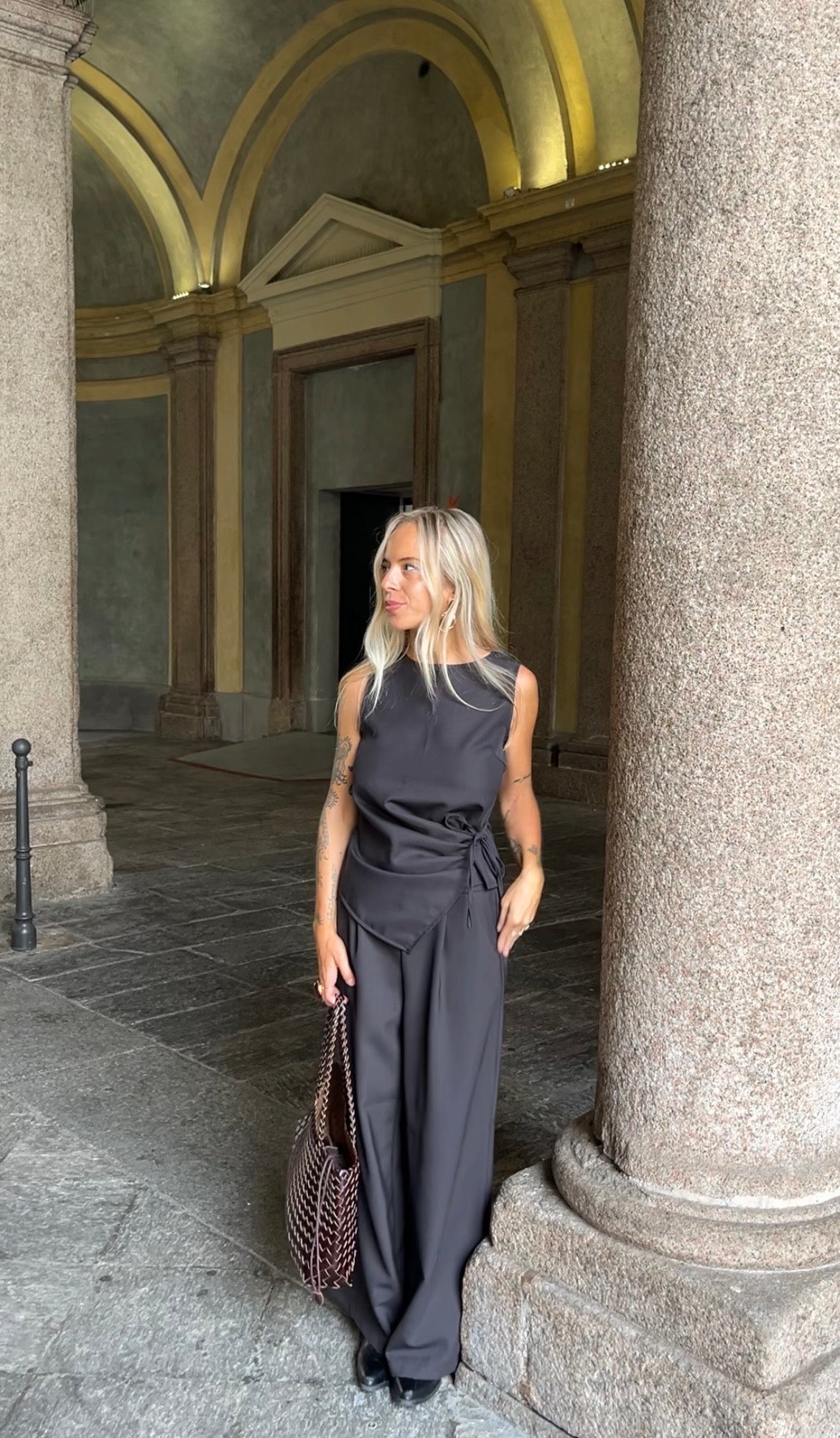 Pantalone Gabry 100% lana vergine Made in Italy cioccolato
