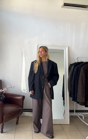 Blazer 100% lana grigio scuro oversize