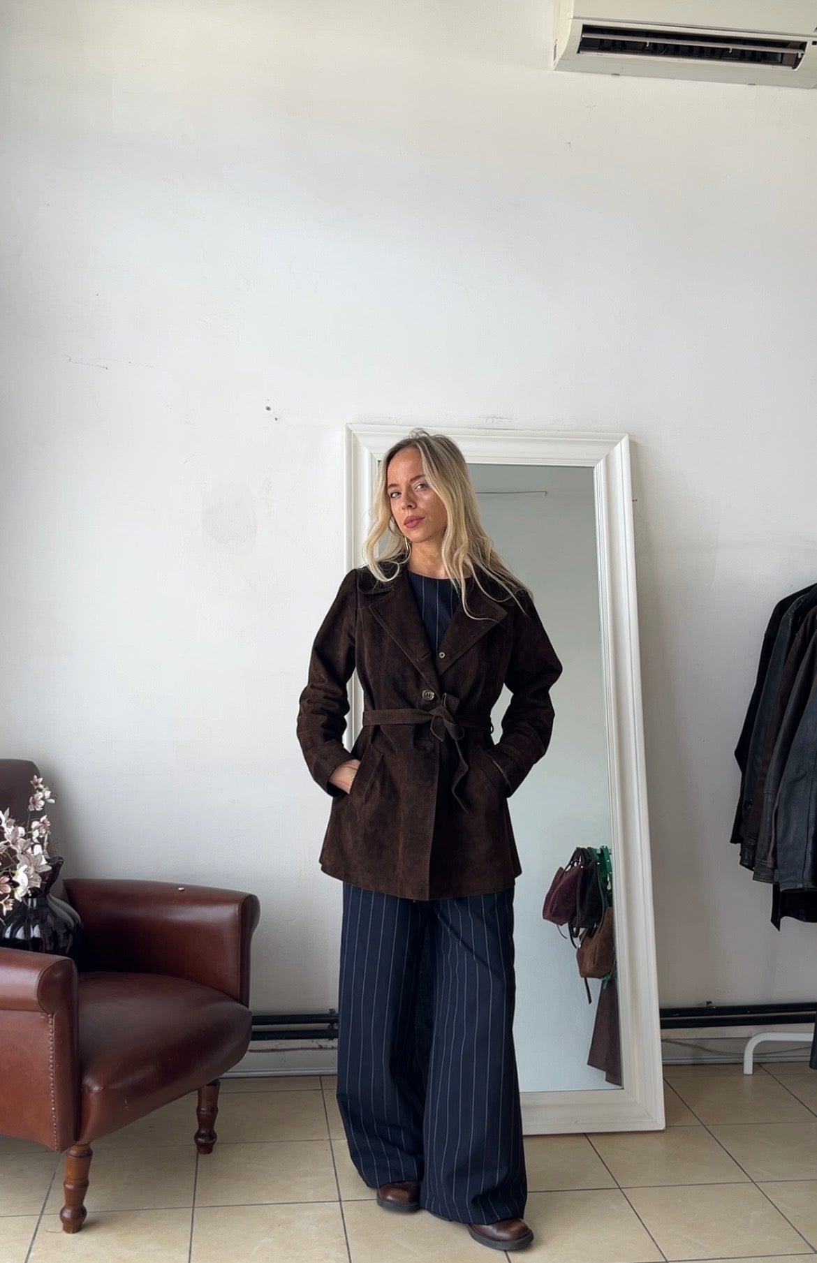 Trench cioccolato 100% vera pelle made in italy
