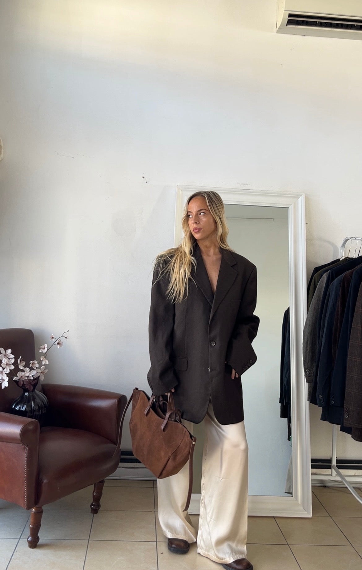 Blazer 100% lana oversize cioccolato